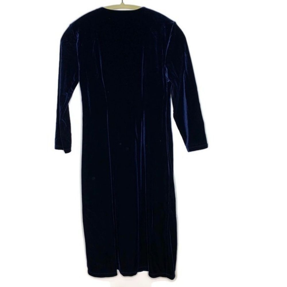 Talbots Stretch Blue velvet Dress Sz S - Picture 2 of 6